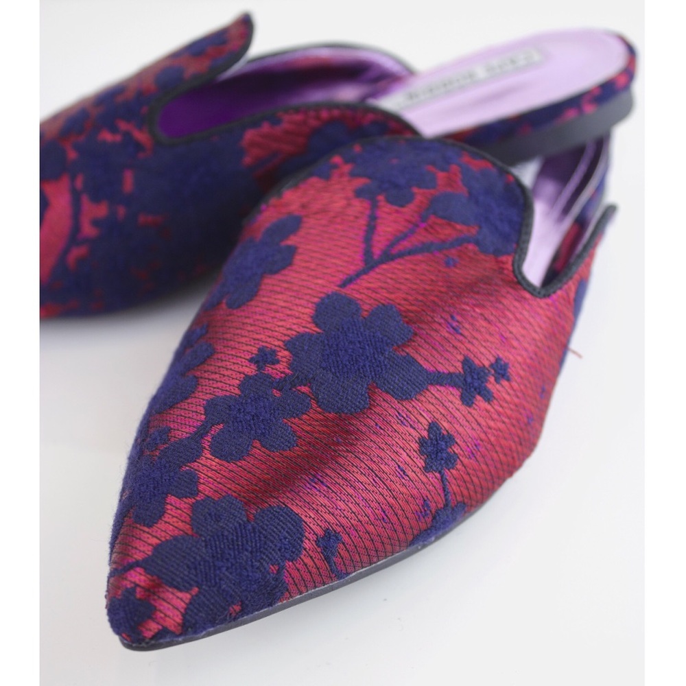 Burgundy /Navy Embroidered Mules